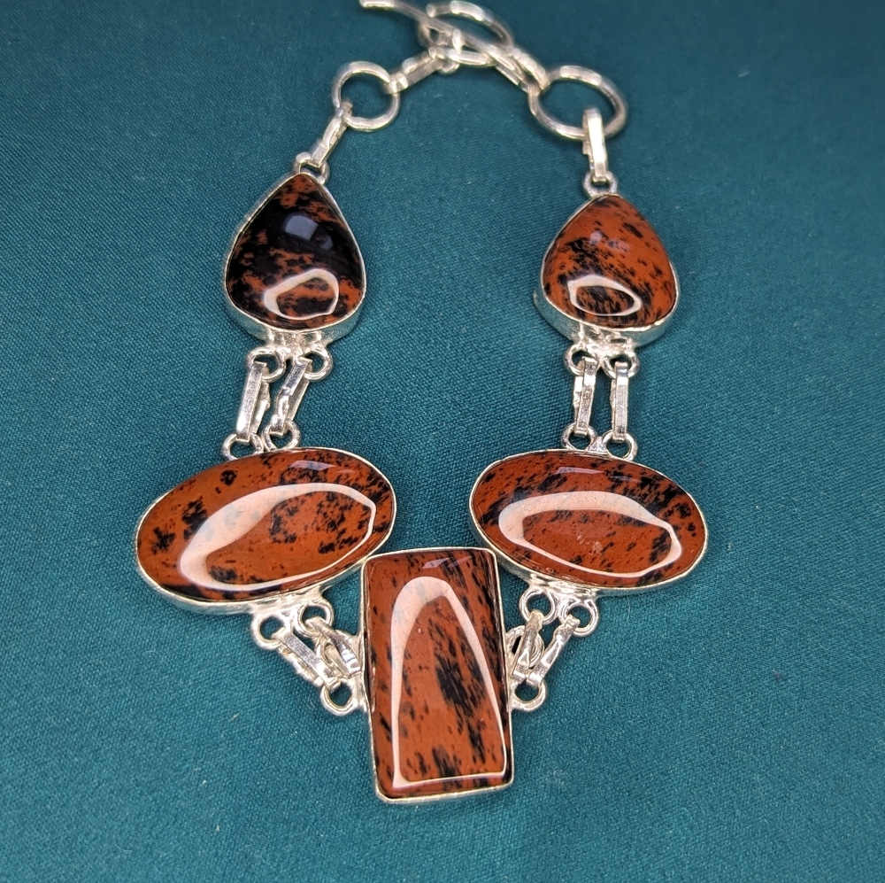 Mahogany obsidian bracelet 925 silver